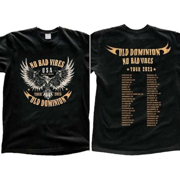 No Bad Vibes Tour 2023 Shirt Old Dominion Concert Both Shirt 2 Sided T Shirt - Picture 1 of 4